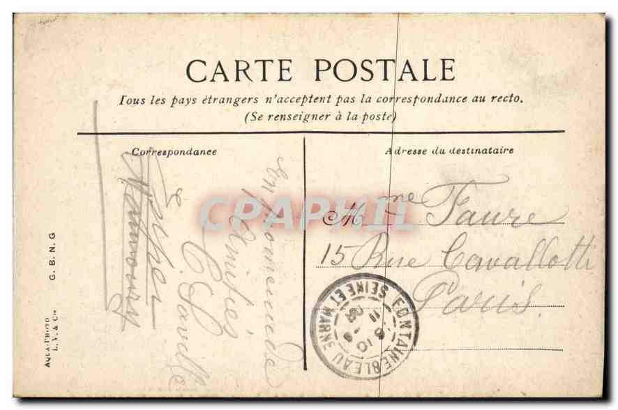 CPA La Table du Roi Foret de Fontainebleau — Verso