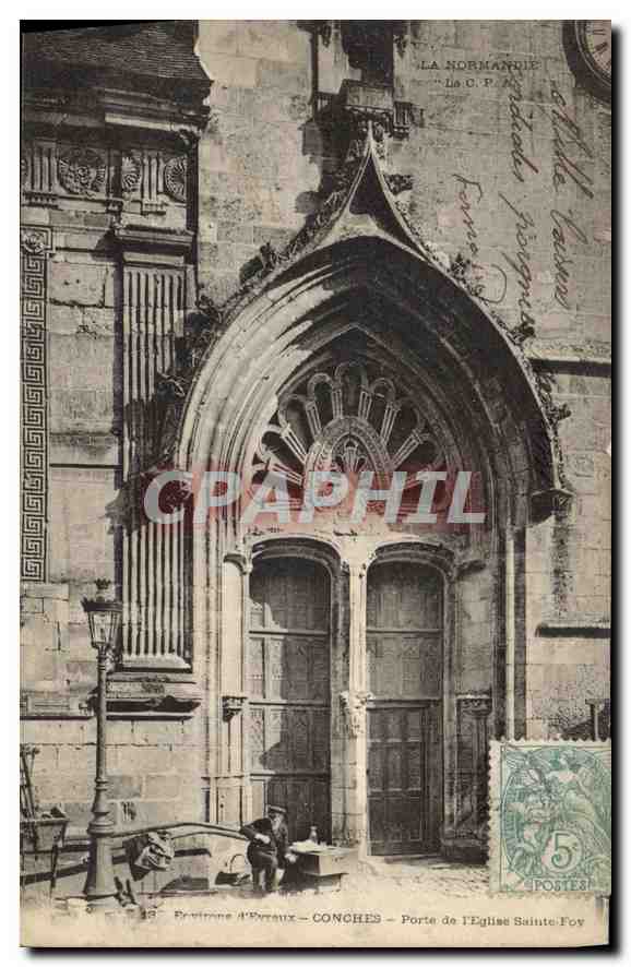 CPA Conches Porte de l'Eglise Sainte Foy