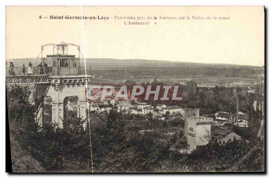 Saint-Germain-en-Laye — Panorama pris de la Terrasse sur la Vallée de la Seine — L'Ascenseur