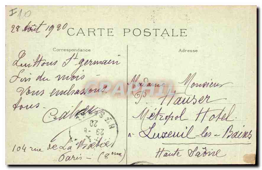 CPA Saint Germain en Laye Le Chateau et l'Eglise vu du Parterre — Verso