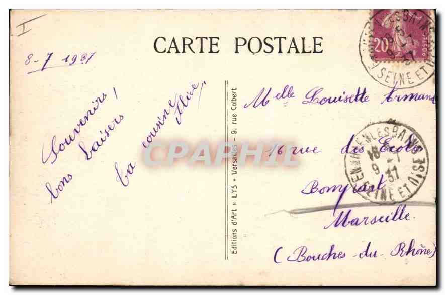 Versailles — Les Grandes Eaux au Bassin de Neptune — Editions d'Art « LYS » — Rückseite