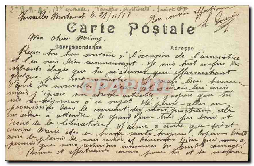 CPA Versailles Le Parc Bassin d'Apollon et le Canal  — Verso