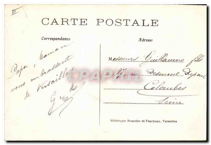CPA Palais de Versailles a vol d'oiseau  — Verso