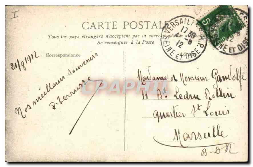 CPA Versailles Char d'Apollon Le Tapis Vert et le Palais  — Verso