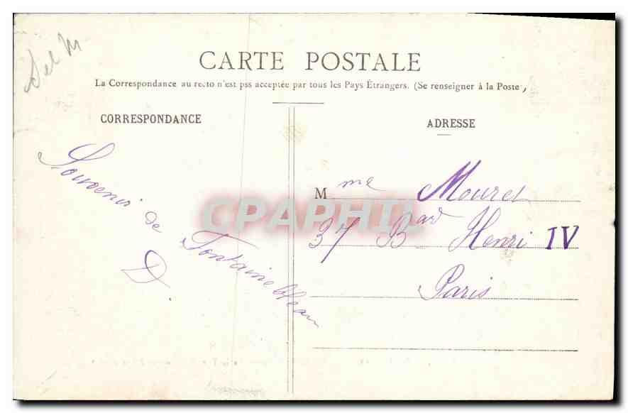 CPA Foret de Fontainebleau Route Marie Therese  — Rückseite