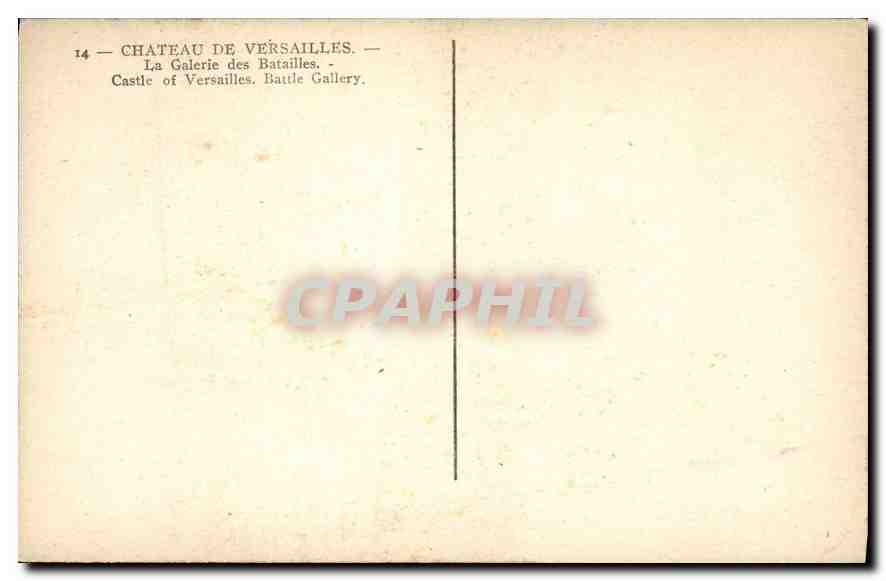 CPA Chateau de Versailles La Galerie des Batailles  — Verso