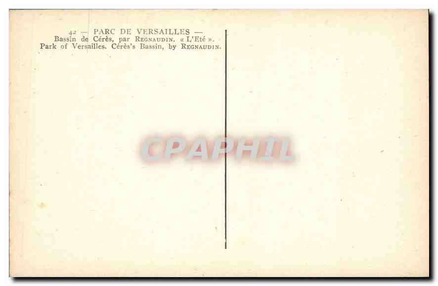CPA Parc de Versailles Bassin de Ceres par Regnaudin  — Verso