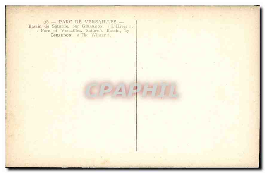 CPA Parc de Versailles Bassin de Saturne par Girardon  — Verso