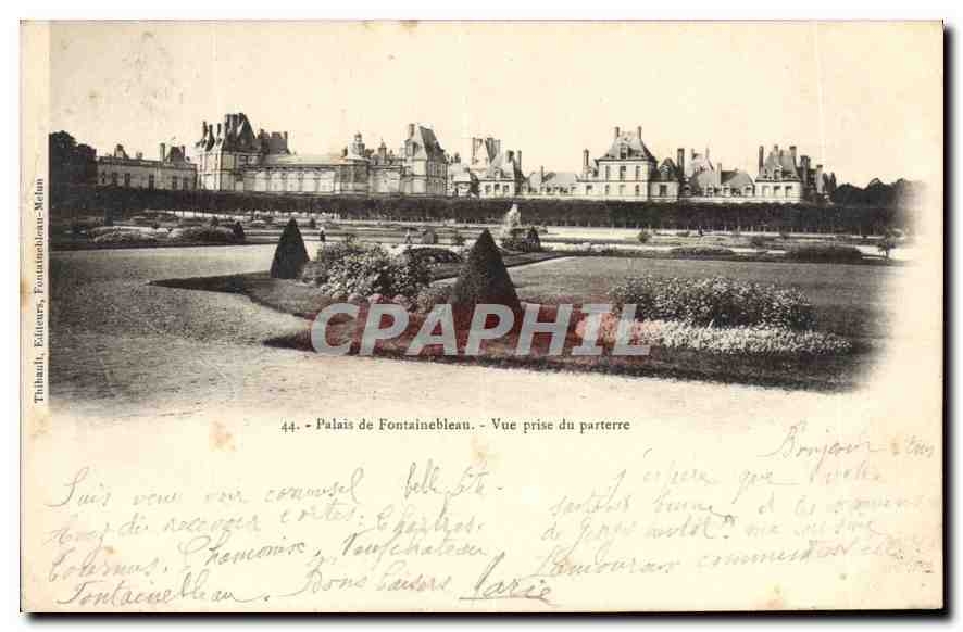 Palais de Fontainebleau — Vue prise du parterre — Tihault, Éditeurs, Fontainebleau-Mélan, n°44