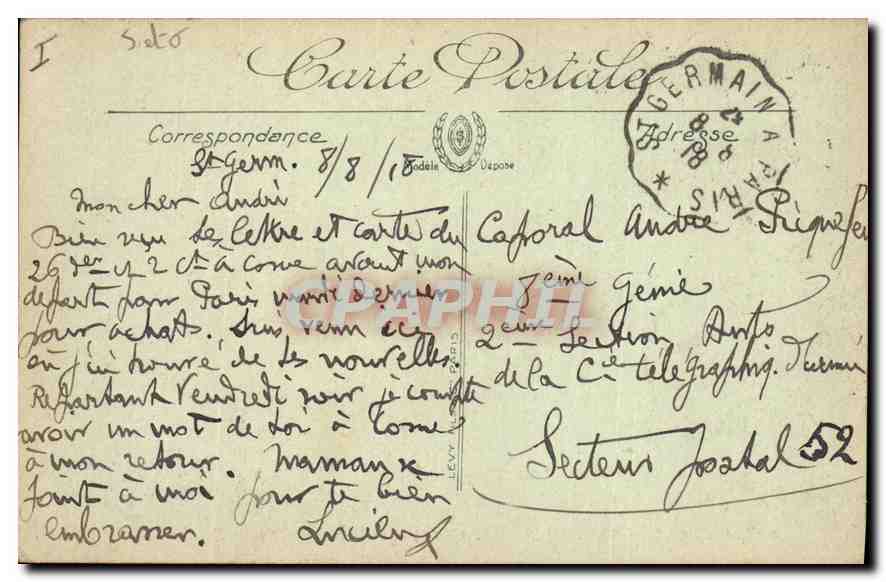 CPA Saint Germain en Laye Le Chateau et la Chapelle  — Verso