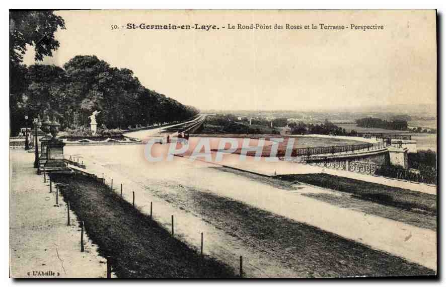 CPA Saint Germain en Laye Le Rond Point des Roses et la Terrasse Perspective 