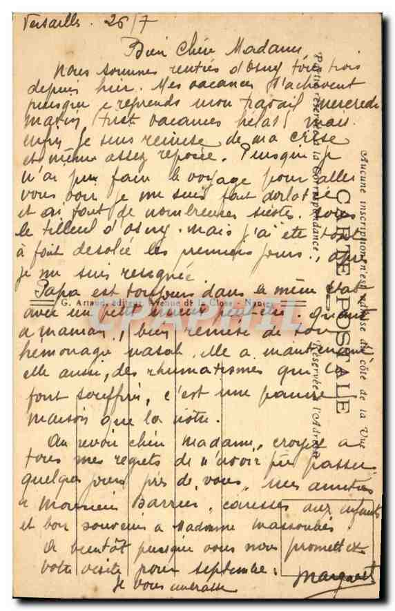 CPA Versailles Le Hameau Le Moulin  — Verso