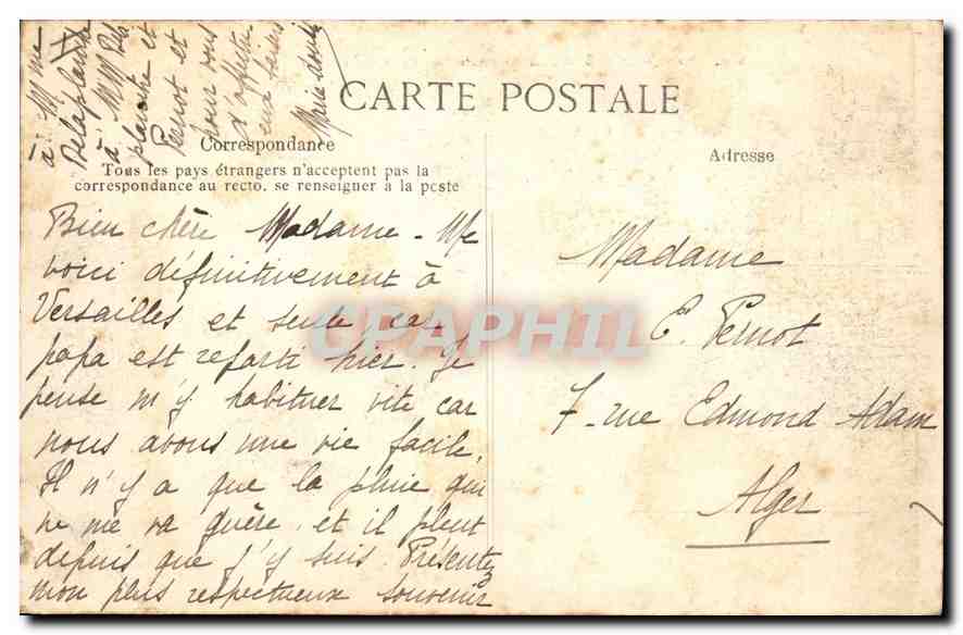 CPA Parc de Versailles Grandes Eaux Le Char Embourbe  — Verso