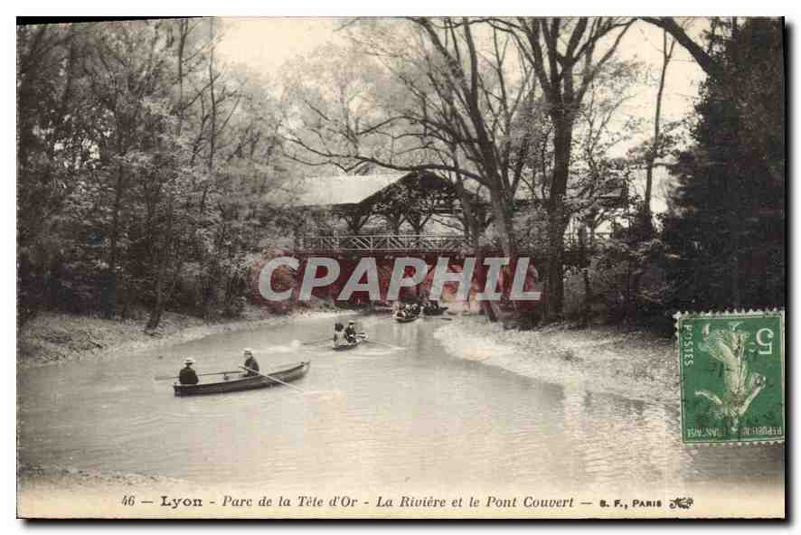 CPA Lyon Parc de la Tete d'Or La Riviere et le Pont Couvert 