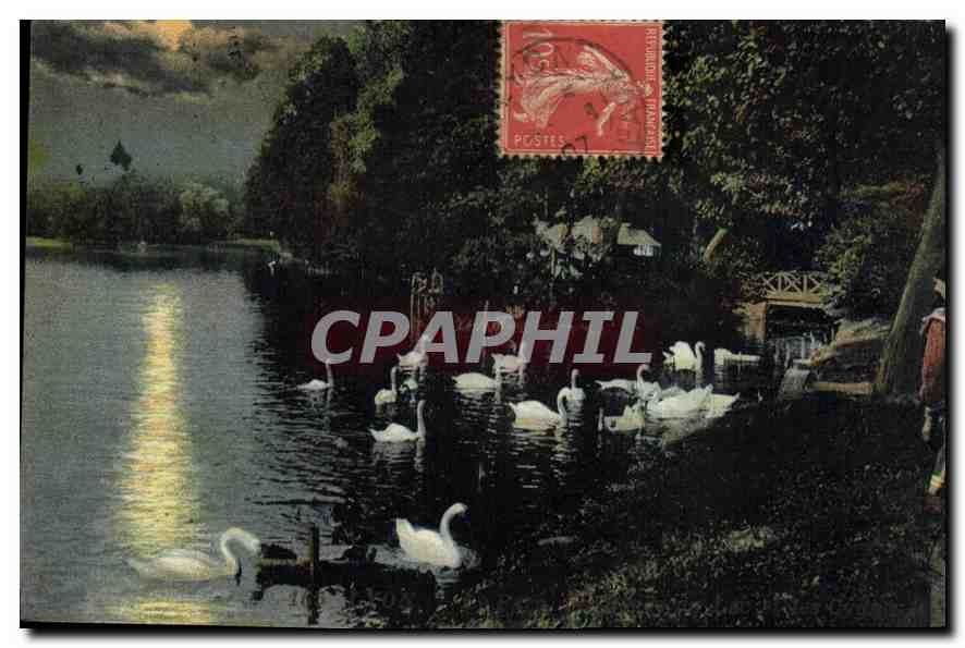 Lac aux cygnes — vue nocturne — éditeur inconnu, n° de série non visible