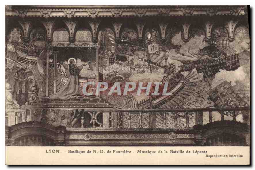 CPA Lyon Basilique de Notre Dame de Fourviere Mosaique de la Bataille de Lepante 
