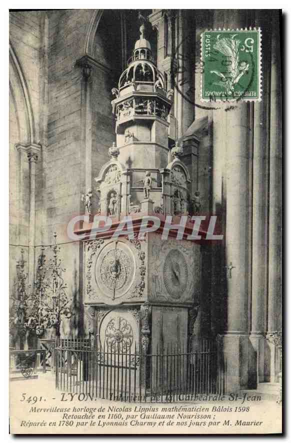 CPA Lyon Interieur de la Cathedrale St Jean Horloge
