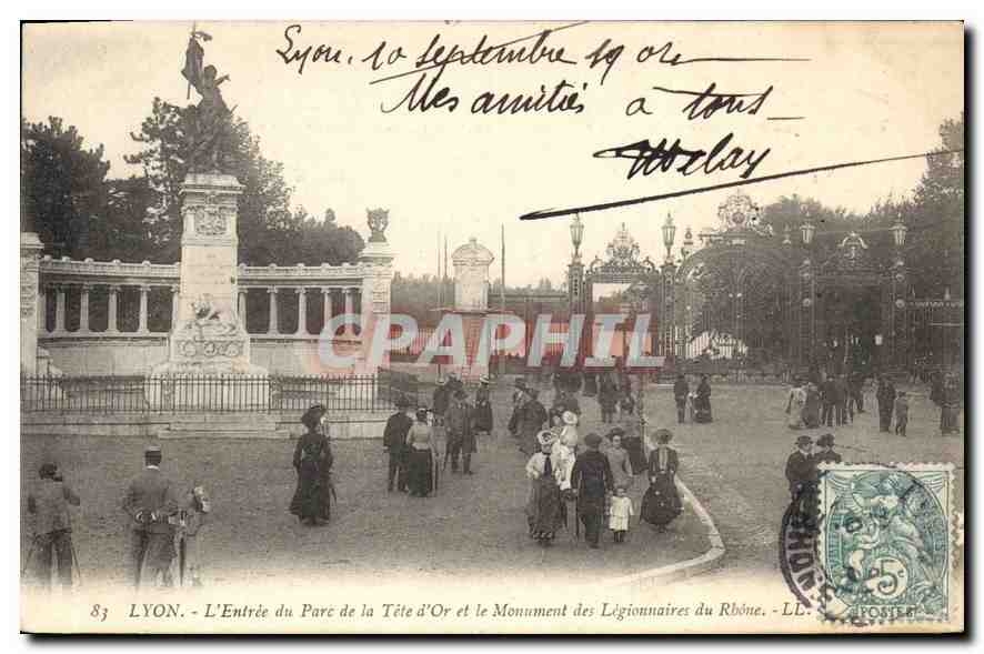 LYON - L'Entrée du Parc de la Tête d'Or et le Monument des Légionnaires du Rhône - LL
