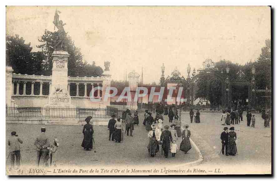 CPA Lyon L'Entree du Parc de la Tete d'Or et le Monument des Legionnaires du Rhone 