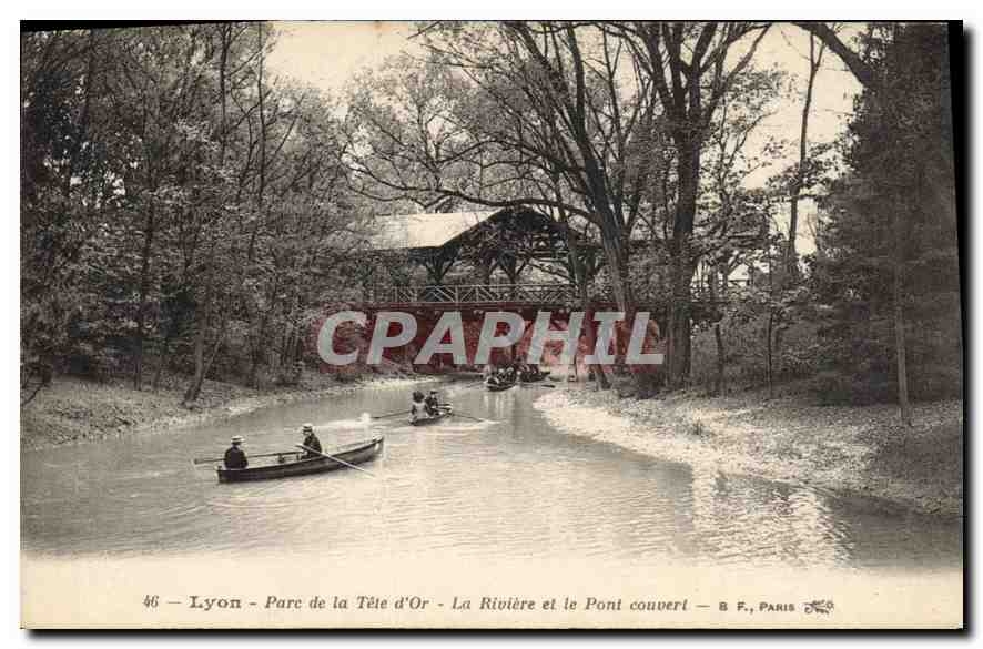 CPA Lyon Parc de la Tete d'Or La Riviere et le Pont couvert 