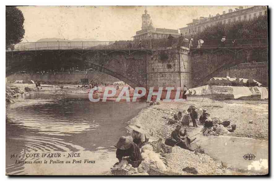 CPA Cote d'Azur Nice Laveuses le Paillon au Pont Vieux 