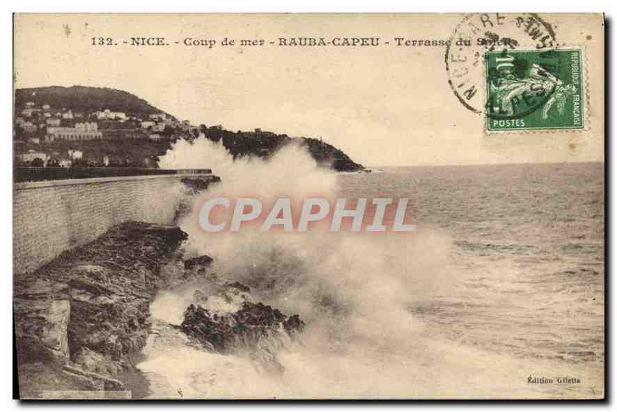 CPA Nice Coup de mer Rauba Capeu Terrasse du Soler 