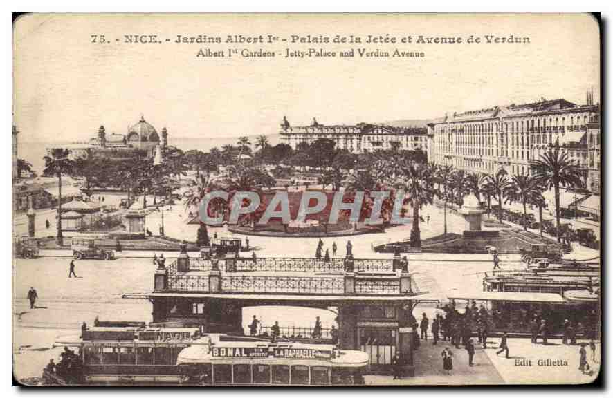 Nice - Gärten Albert I - Palast der Jetée und Avenue de Verdun — Edit. Gilletta, n°75