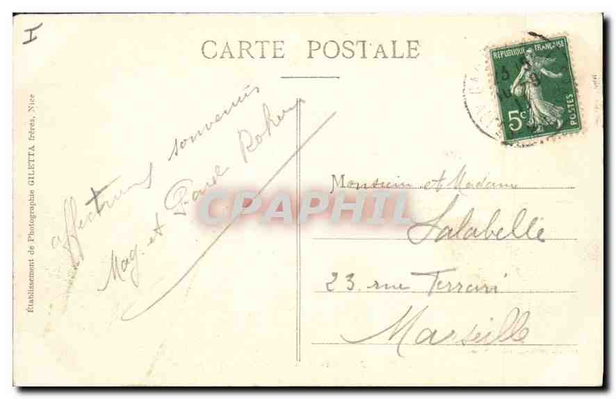 CPA Nice Jardins des Palmiers et Casino  — Rückseite