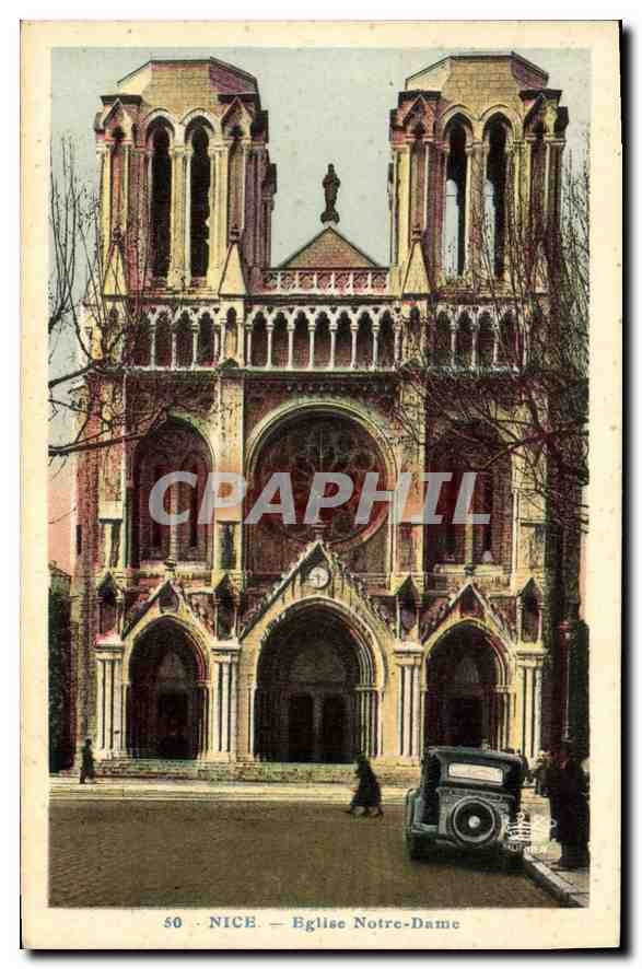 CPA Nice Eglise Notre Dame Automobile