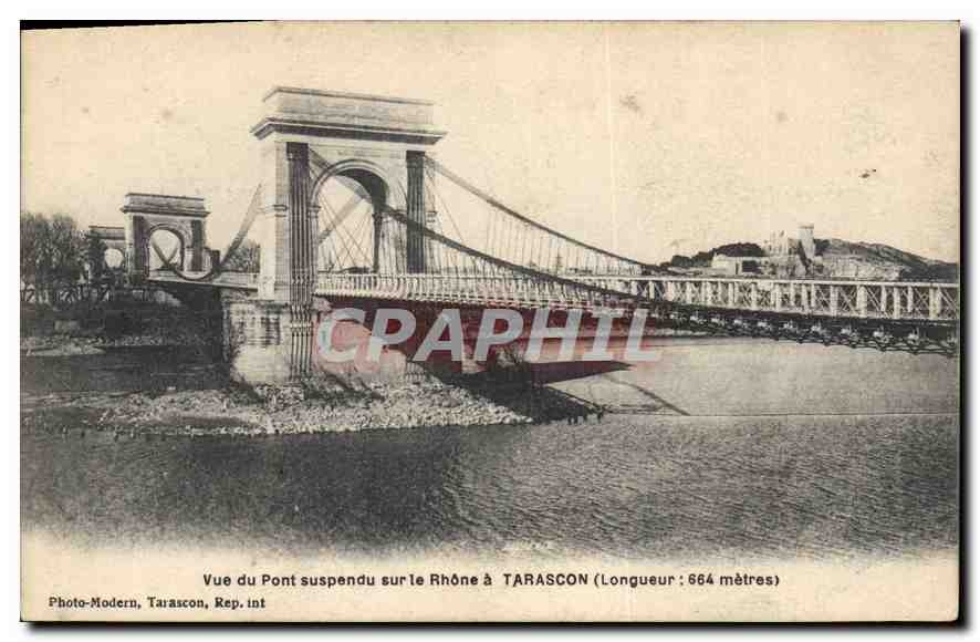 CPA Vue du Pont suspendu sur le Rhone a Tarascon 