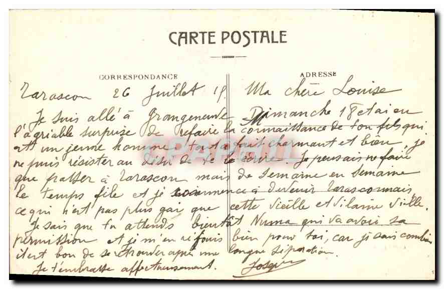 CPA Tarascon Vue du Chateau du Roi Rene le Pont suspendu sur le Rhone et le Clocher Sainte Marthe  — Verso