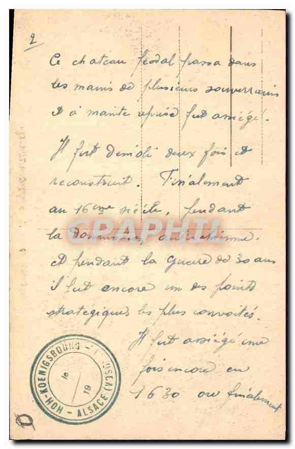 CPA Hohkoenigsbourg L'entree principale  — Rückseite