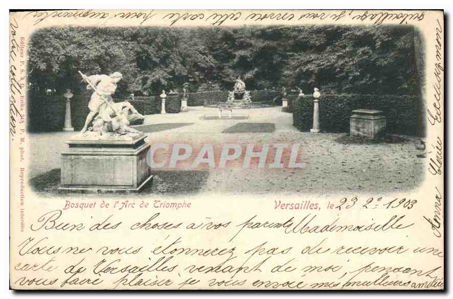 Bosquet de l'Arc de Triomphe — Versailles — éditeur P. S. A. P. phot. Bayoudaud