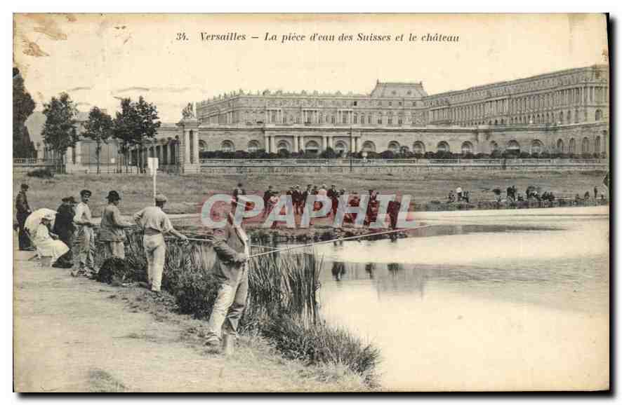 Versailles — La pièce d'eau des Suisses et le château — Héliotypie A. Bourdier