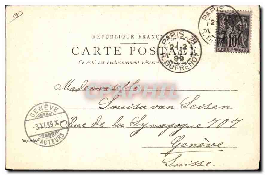 CPA Versailles Parc du Petit Trianon Temple de l'Amour Carte 1899 — Rückseite
