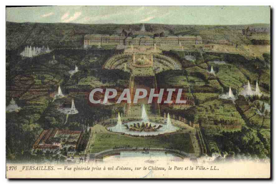 Versailles — Vue générale prise à vol d'oiseau, sur le Château, le Parc et la Ville — LL. n° 976