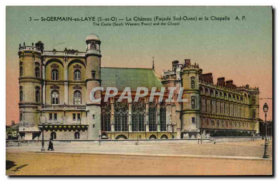 CPA St Germain en Laye S et O Le Chateau Facade Sud Ouest et la Chapelle 