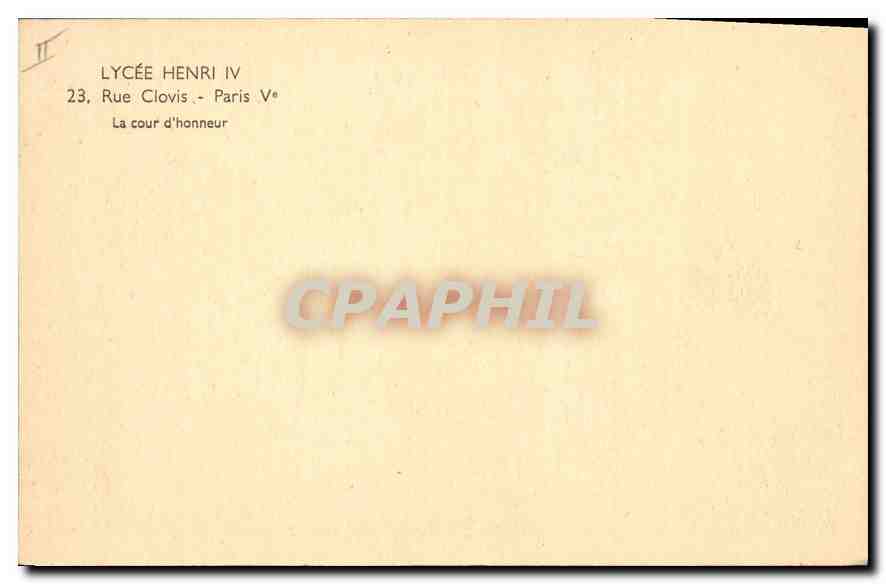 CPA Rue Clovis Paris La cour d'honneur Paris Lycee Henri IV — Rückseite