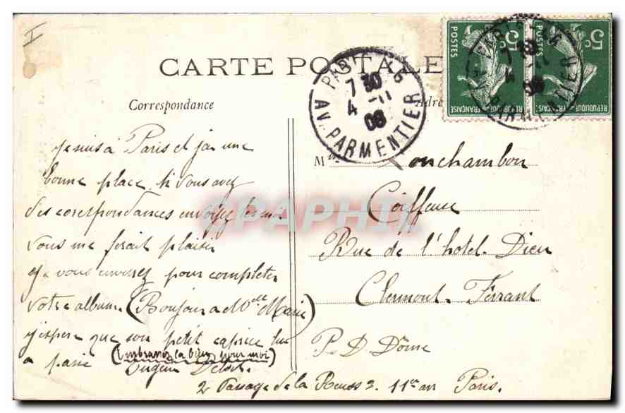 CPA Paris Eglise Notre Dame  — Verso