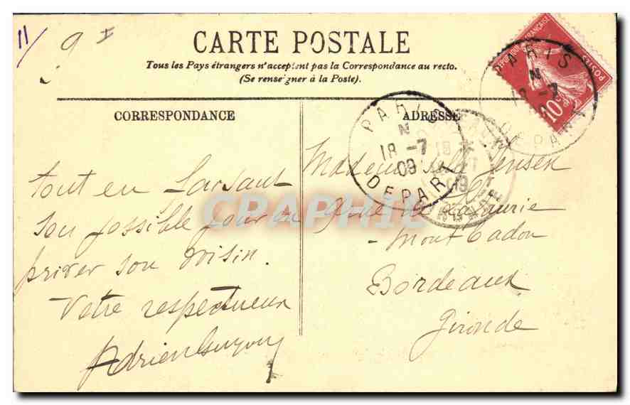 CPA Paris Facade de Notre Dame  — Verso
