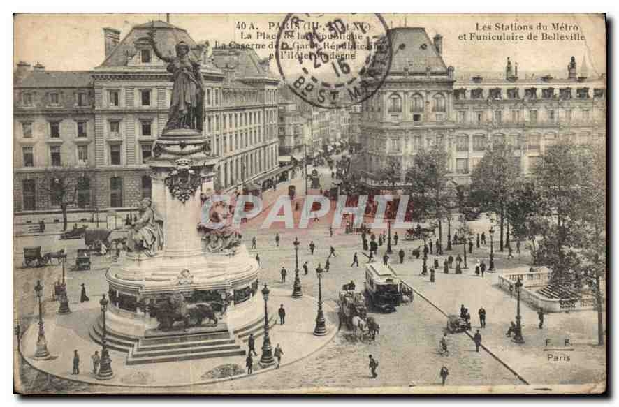 CPA Paris Les Stations du Metro et Funiculaire de Belleville 