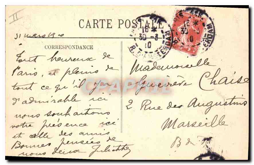 CPA Paris Le Jardin des Tuileries et l'Arc de Triomphe du Carrousel  — Rückseite