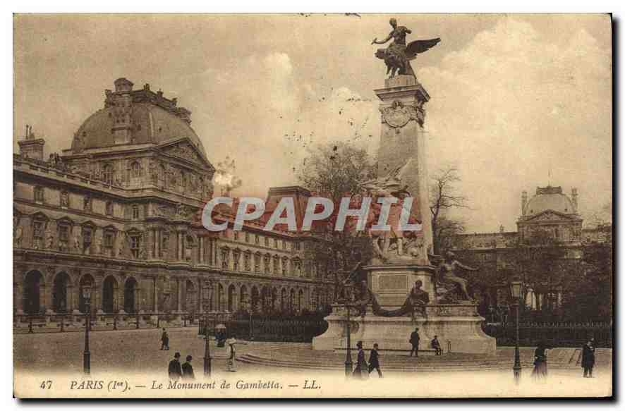 CPA Paris Ier le monument de Gambetta 