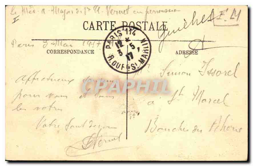 CPA Paris Ier le monument de Gambetta  — Rückseite