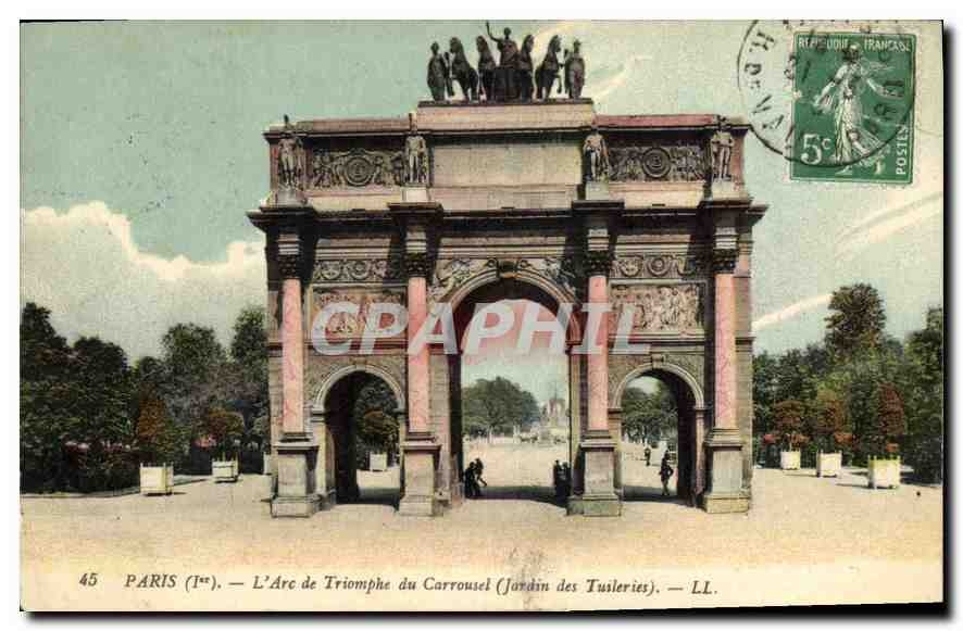 CPA Paris Ier l'Arc de Triomphe du Carrousel jardin des Tusleries 