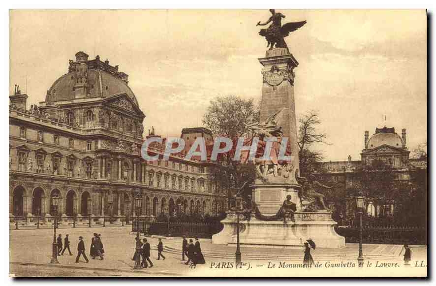 CPA Paris Ier le Monument de Gambetta et le Louvre 