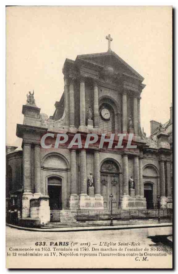 CPA Paris Ier arrt l'eglise Saint Roch Commencee en 1653 Terminee en 1740 des marches de l'escalier 