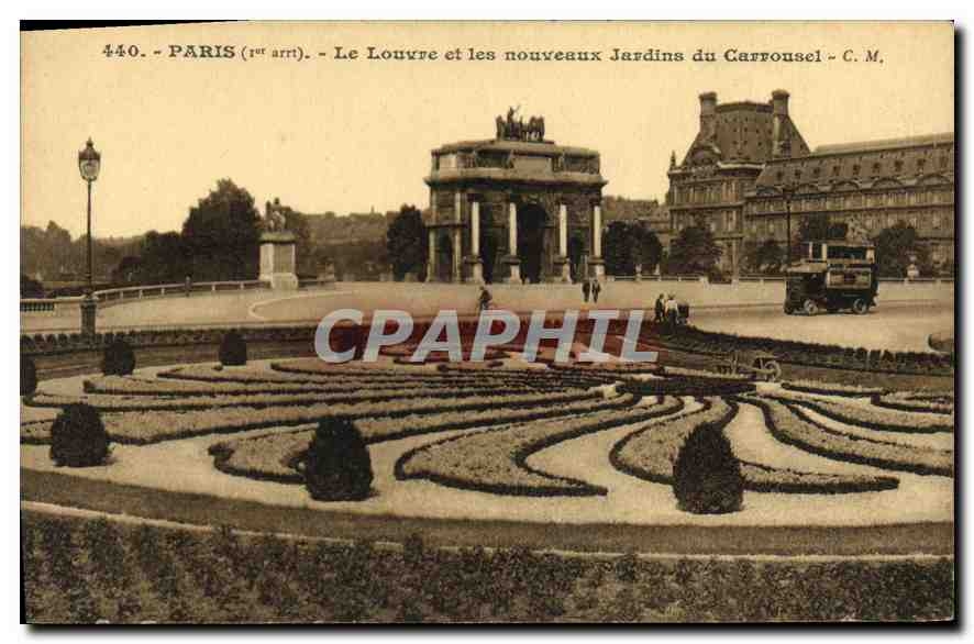 CPA Paris 1er arrt le Louvre et les nouveaux jardins du Carrousel 