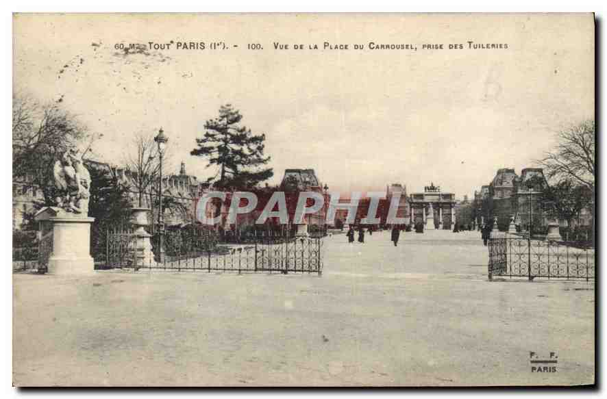 CPA Tour Paris 1er vue de la place du carrousel prise des Tuileries 