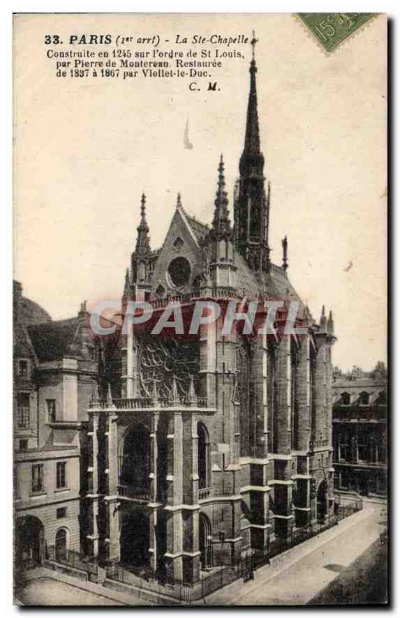 CPA Paris Ier arrt la Ste Chapelle construite en 1245 sur l'ordre de St Louis par Pierre de Montreau